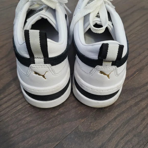 Puma White and Black Platform Sneakers - Picture 4 of 7